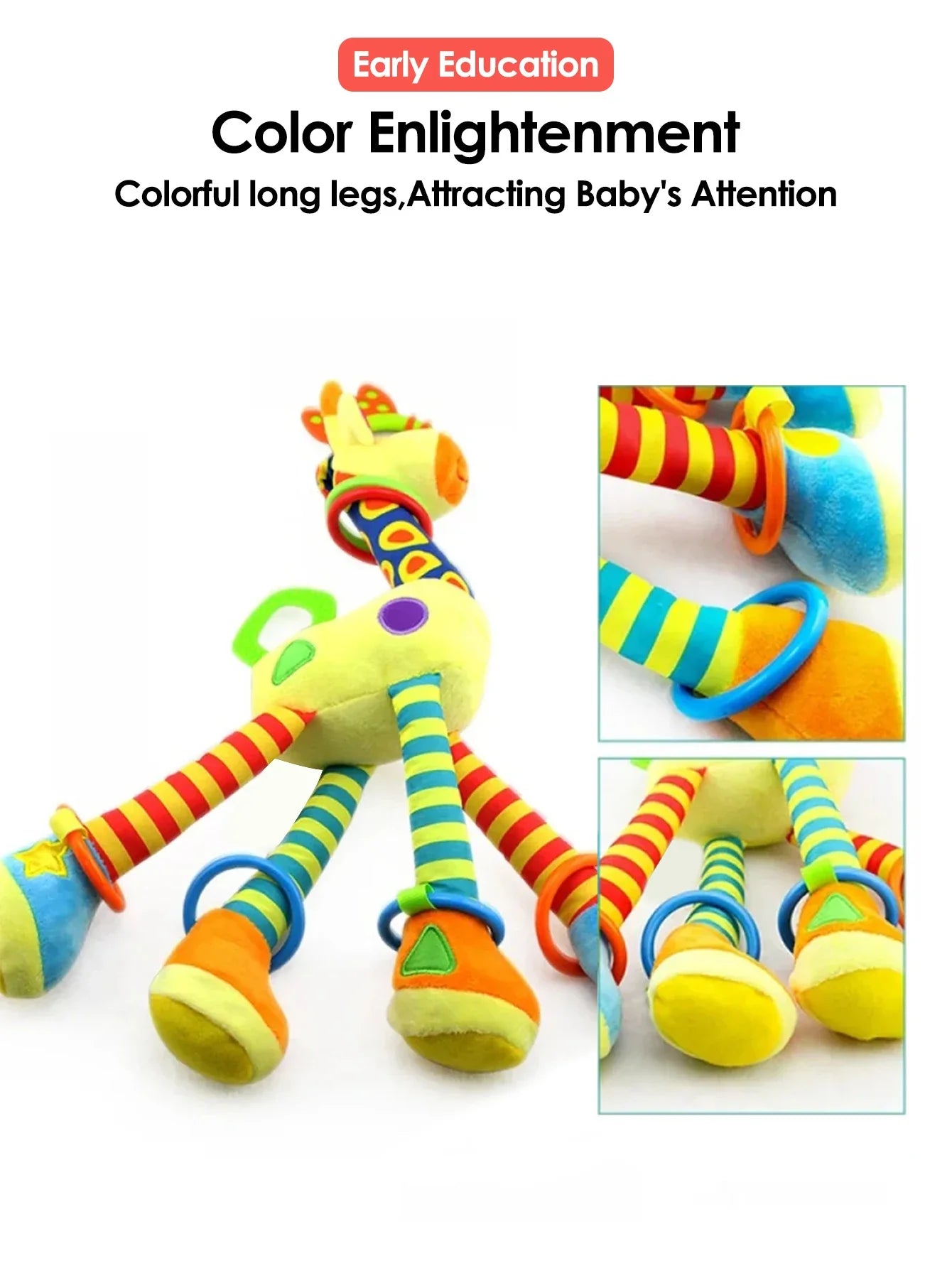 Soft Giraffe Baby Rattle Hanging Plush Newborn Sensory Toys - Tophatter Daily Deals