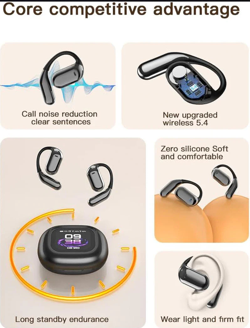AI Translation Open Ear Earbuds With LCD Touch Screen - Tophatter Daily Deals