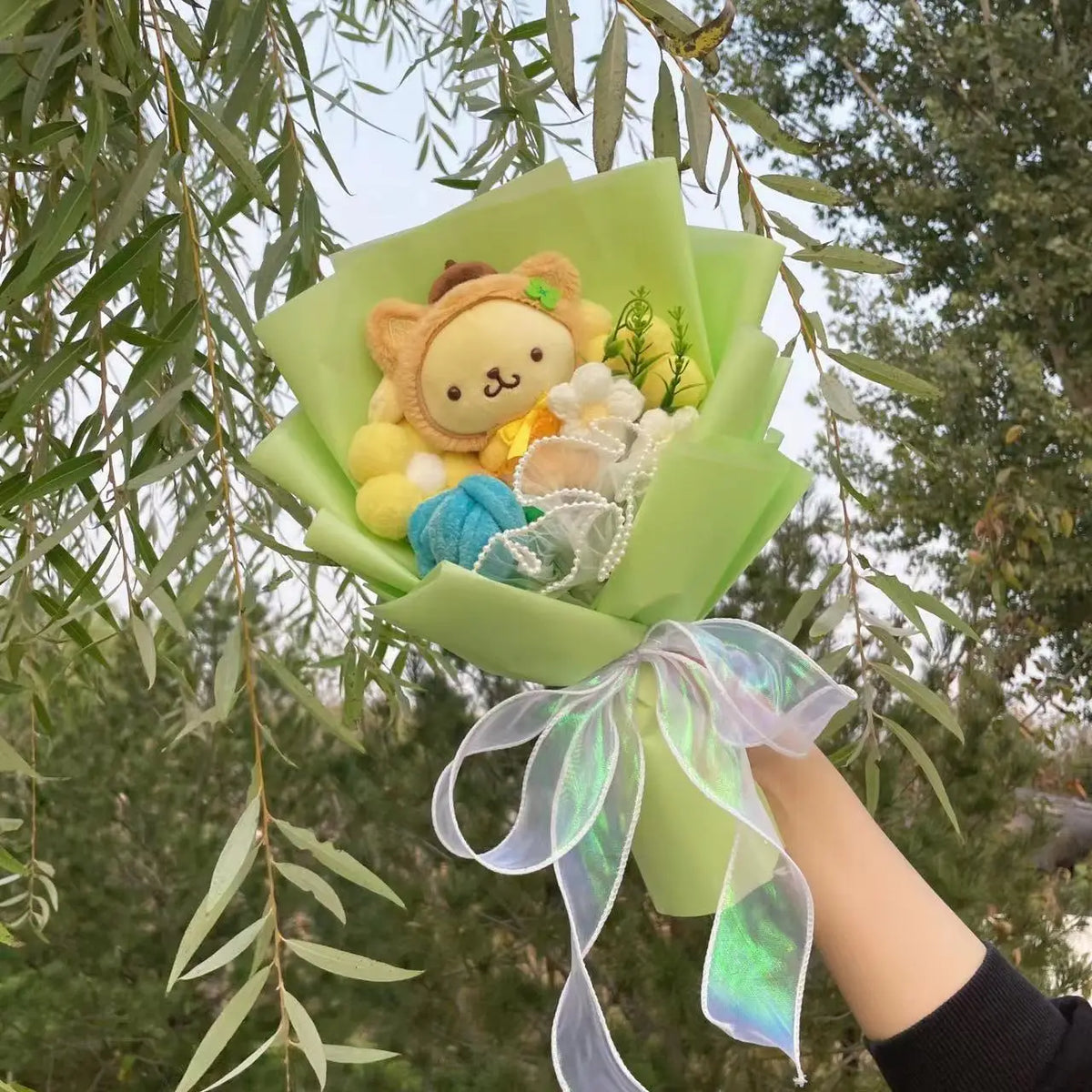 Sanrio Pompompurin Plush Toy Flower Bouquet Green Flowers - Tophatter Daily Deals