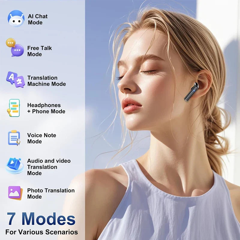 AI Translator Earbuds Real Time 144 Languages With ANC - Tophatter Daily Deals