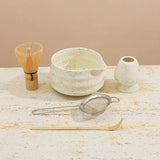 Matcha Set Spotted Green Ceramic 5Pc Japanese Tea Gift Green ink dot - Tophatter Daily Deals