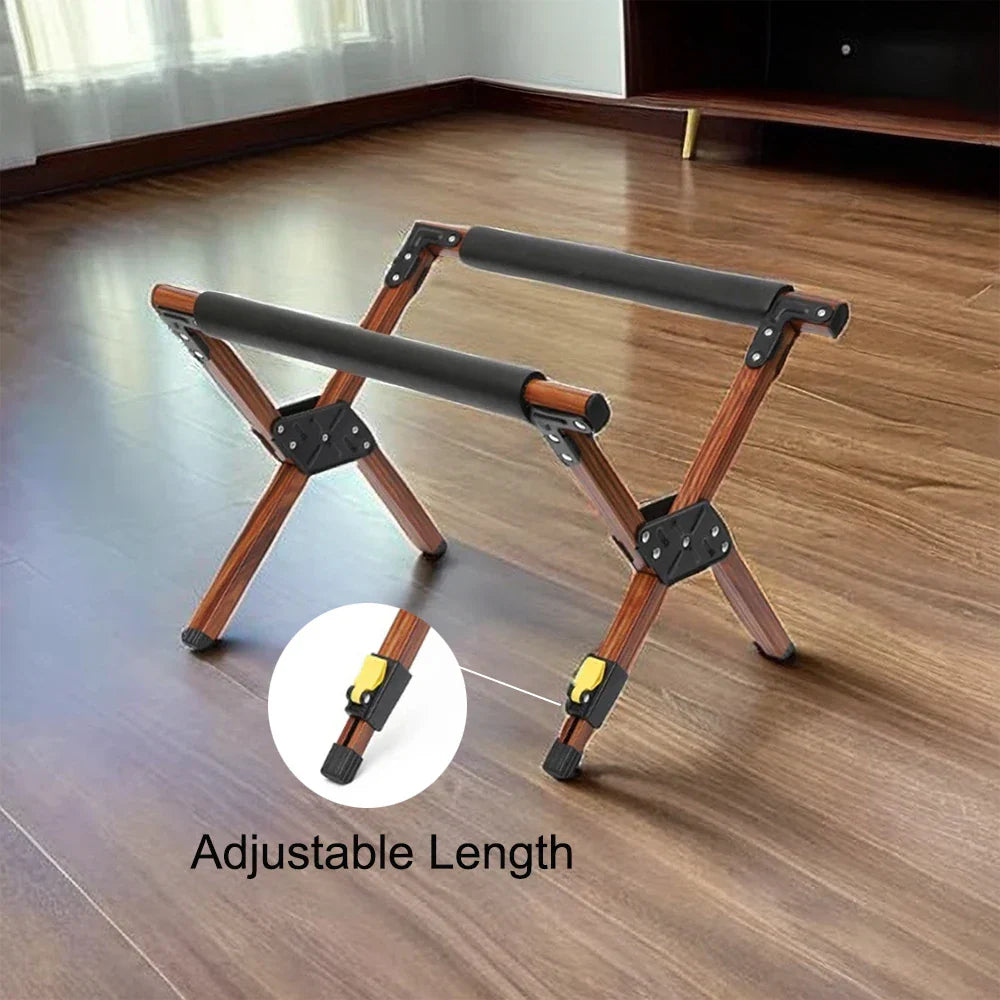 Folding Camping Stand Adjustable Anti-Slip Brown Camp Furniture - Tophatter Daily Deals