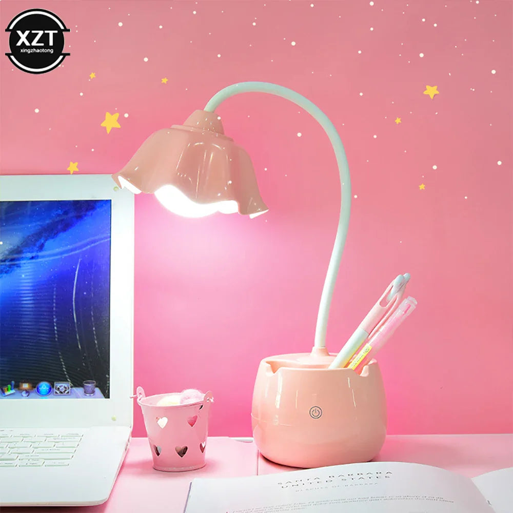 Flower LED Night Light Pen Pot Holder Lamp Pink Flowers - Tophatter Daily Deals