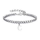 Initials Cuban Link Bracelet Stainless Steel Adjustable C - Tophatter Daily Deals