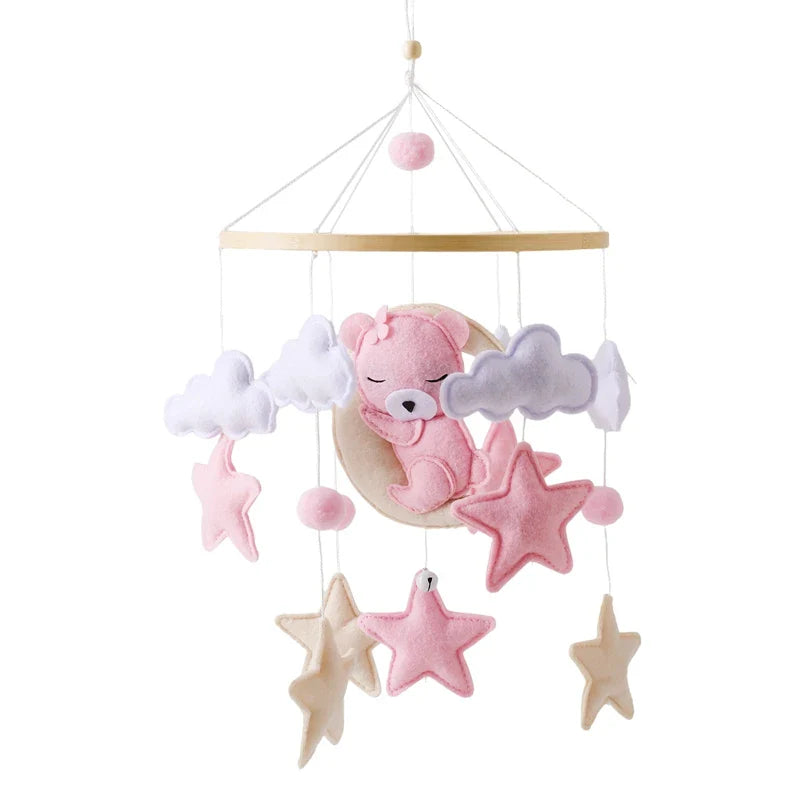 Baby Crib Mobile Wooden Musical Newborn Sensory Toys Pink Bear-01 - Tophatter Daily Deals