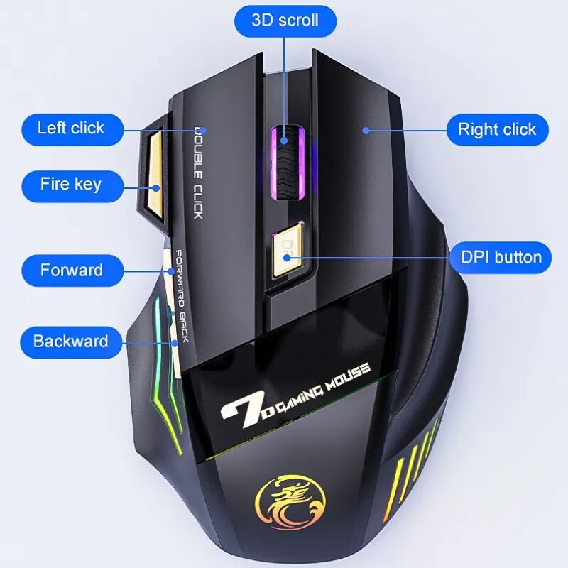 Wireless Gaming Mouse 3200DPI Dual Mode Rechargeable - Tophatter Daily Deals