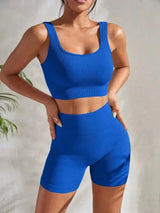 Women's Seamless Ribbed Yoga Set dark blue United States Fitness & Exercise - Tophatter Daily Deals