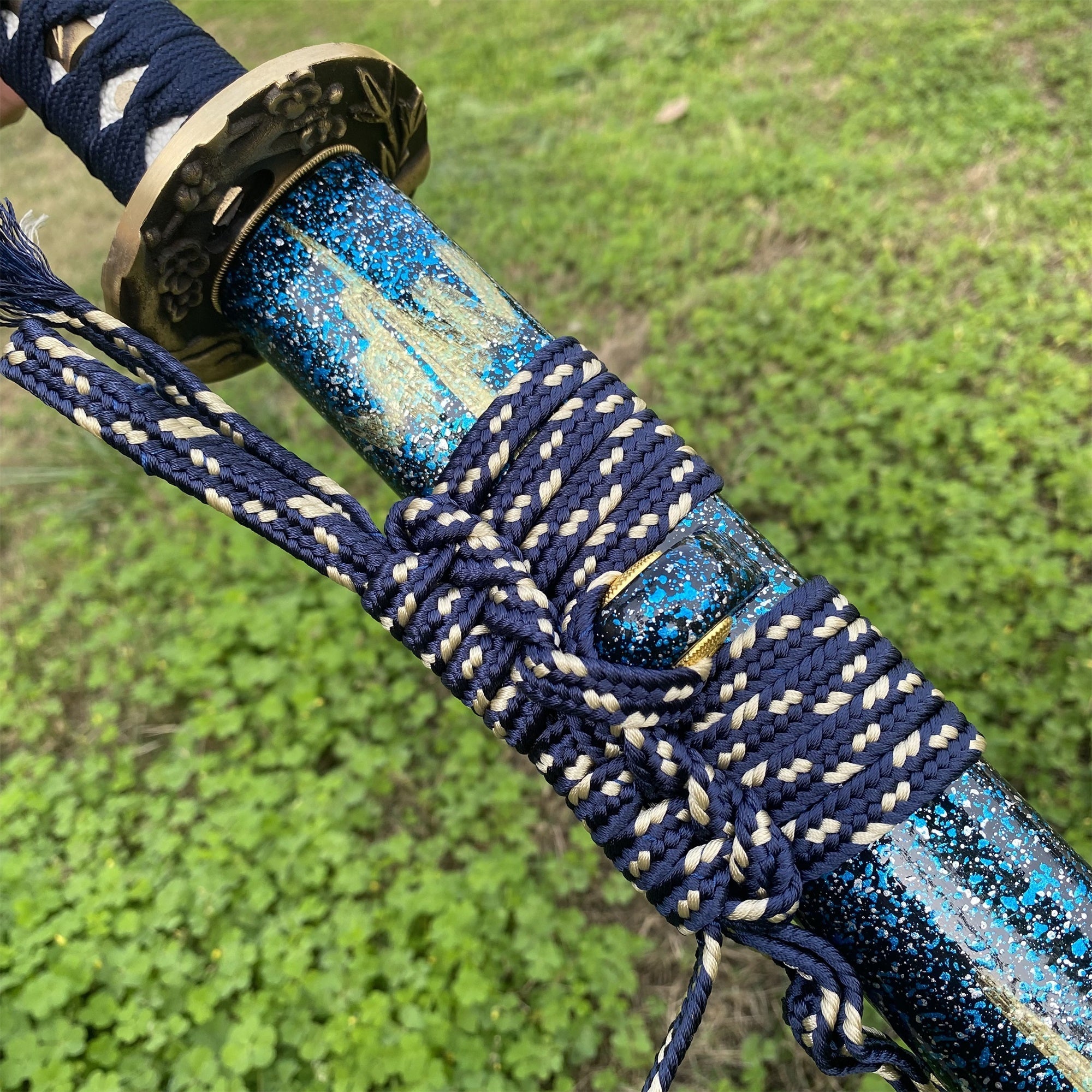 Plum Blossom Tsuba Red Damascus Steel Samurai Katana - Tophatter Daily Deals