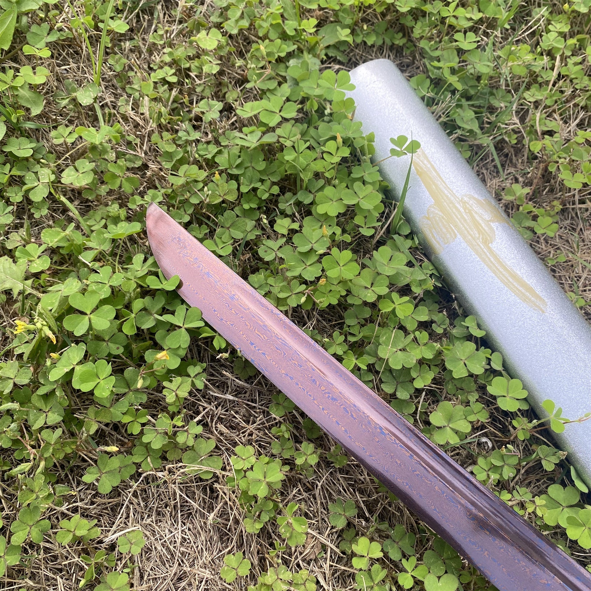 Plum Blossom Tsuba Red Damascus Steel Samurai Katana - Tophatter Daily Deals