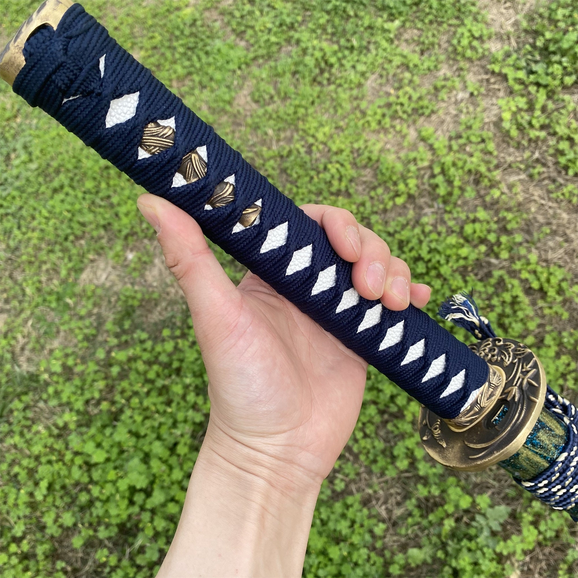 Plum Blossom Tsuba Red Damascus Steel Samurai Katana - Tophatter Daily Deals