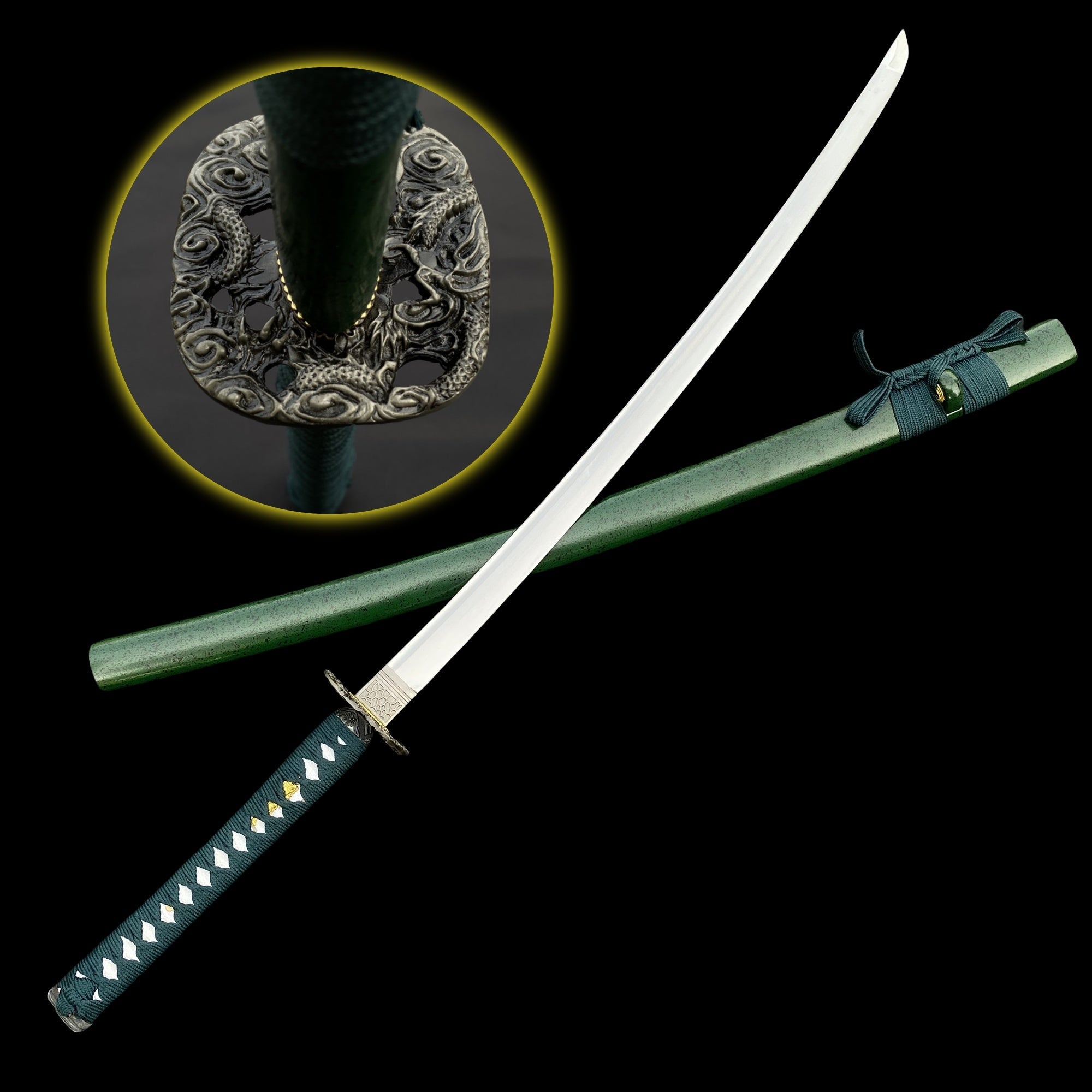 Japanese Samurai Katana-Green Dragon - Tophatter Daily Deals