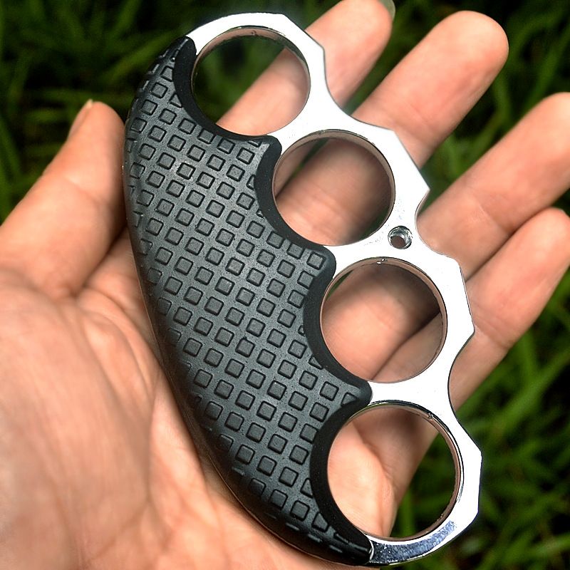Self-Defense Broken Window Solid Brass Knuckle Duster Silver - Tophatter Daily Deals