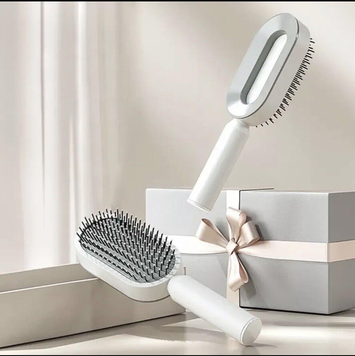 Self Cleaning Hair Brush - Air Cushion Comb Press Type Cleaning Design Comfortable Self-cleaning Hair Brush Hair Care - Tophatter Daily Deals