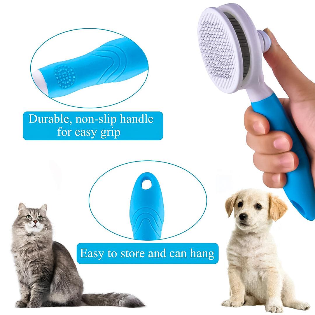 Pin Brushes for Dogs - Pet Dog Cat Brush Grooming Slicker Self Cleaning Slicker Brush Massage Hair Comb Pet Products - Tophatter Daily Deals