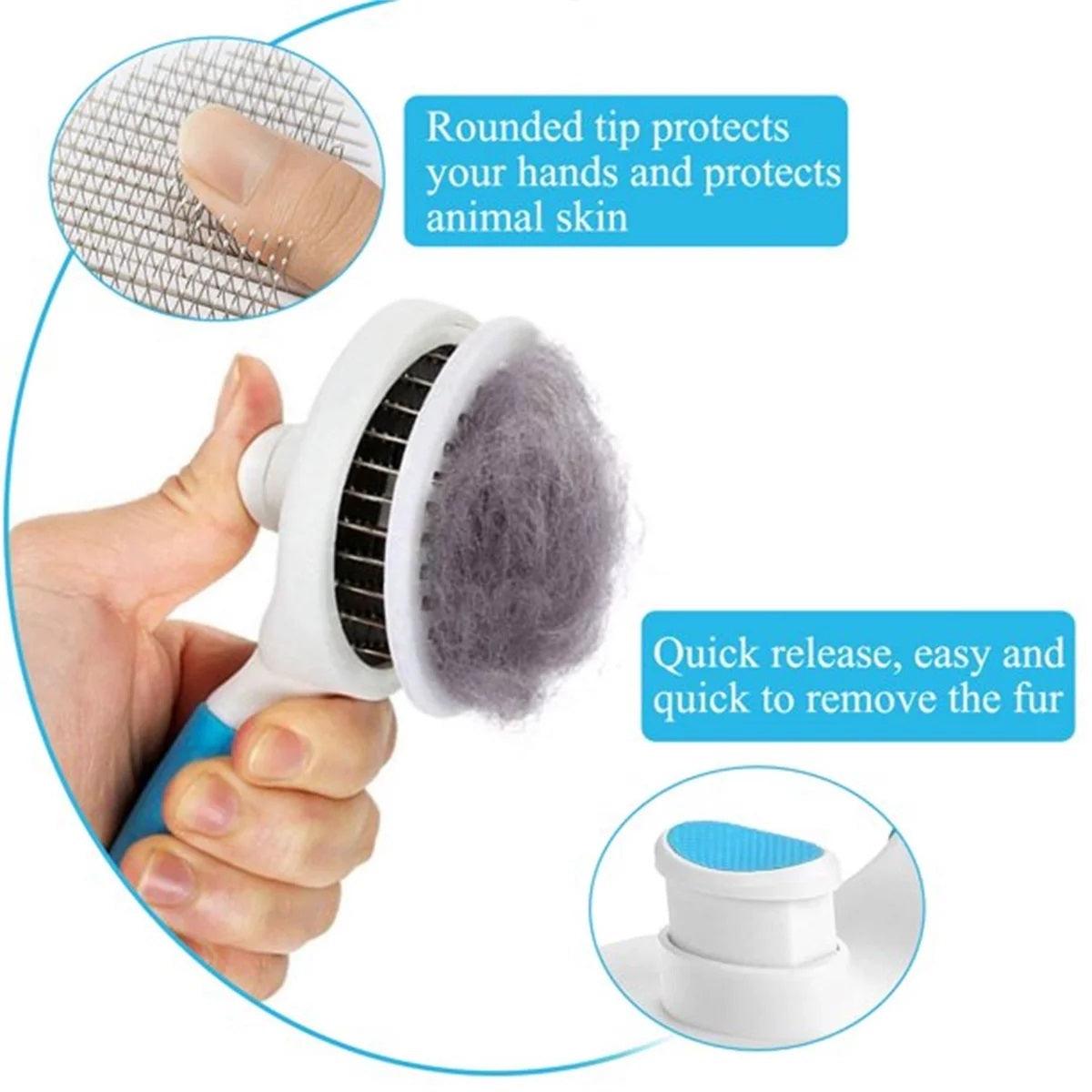 Pin Brushes for Dogs - Pet Dog Cat Brush Grooming Slicker Self Cleaning Slicker Brush Massage Hair Comb Pet Products - Tophatter Daily Deals