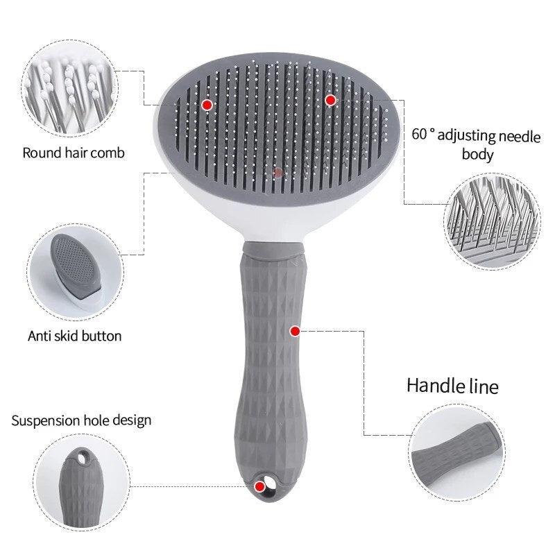 Animal Grooming Brushes - Self Cleaning Pet Hair Remover Brush for Dogs Cats Pets Dematting Comb - Tophatter Daily Deals
