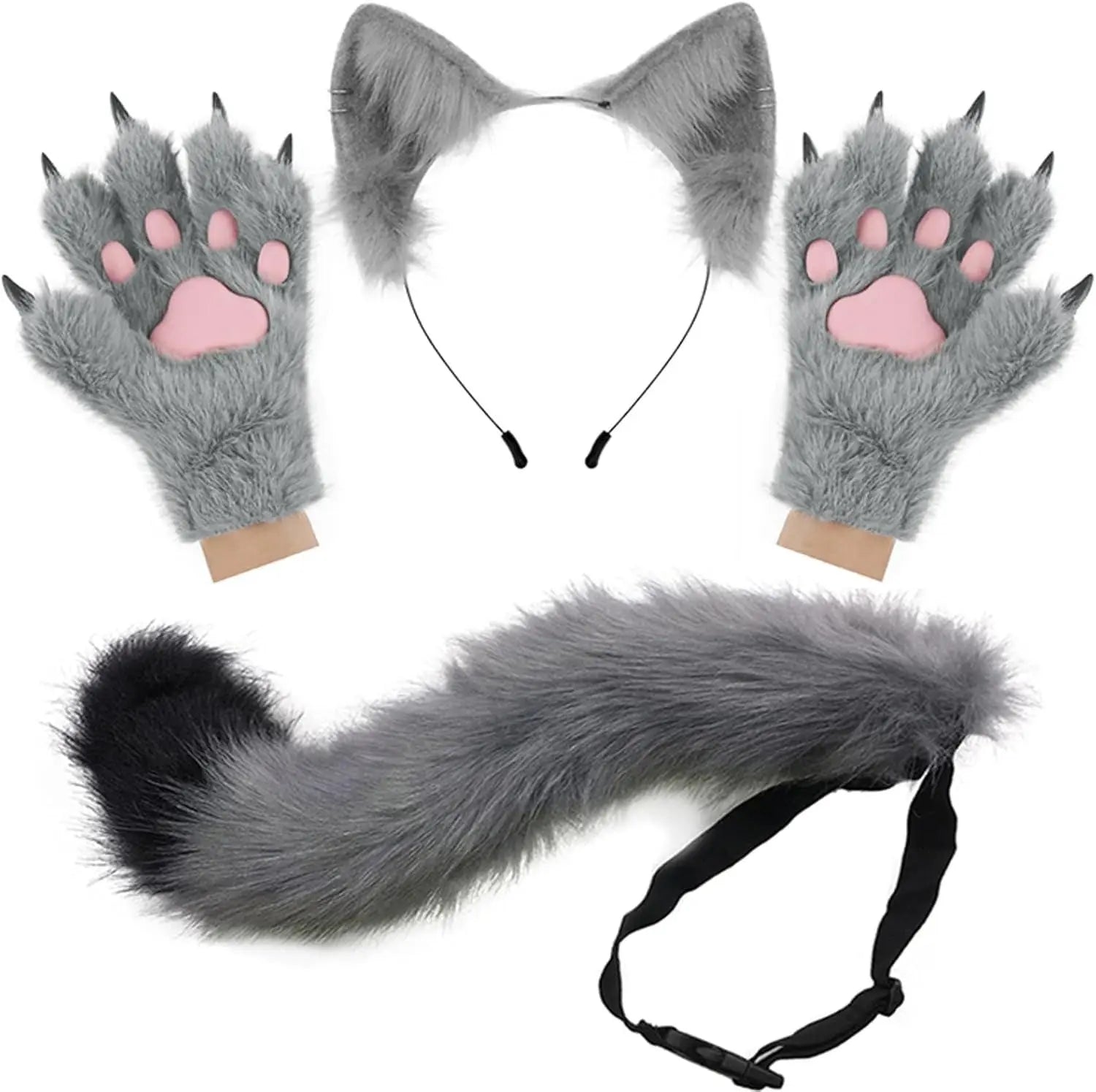 Set Di Guanti per Cosplay Con Orecchie Soffici, per Halloween, Natale, Carnevale, Feste - Tophatter Daily Deals
