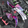 White Galaxy 2pc Set CSGO Butterfly Knife + Elite Karambit SAVE $10 2pc Set - BOTH sharp Knife-Balisong - Tophatter Daily Deals