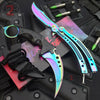 Titanium Rainbow 2pc Set CSGO Butterfly Knife + Elite Karambit SAVE $10 2pc Set - BOTH sharp Knife-Balisong - Tophatter Daily Deals