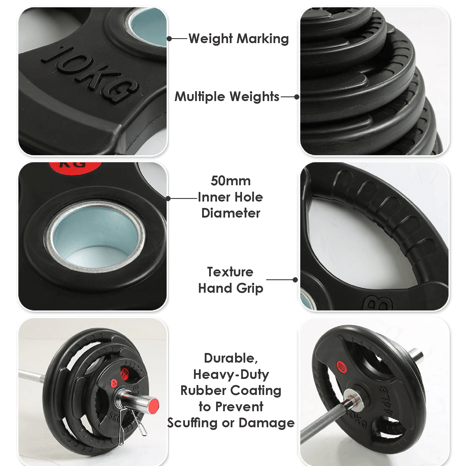 Weight Plates Set - Cast Iron 2" Hole Disc Dumbbell Olympic Barbell Weights Pair Exercise & Fitness - Tophatter Daily Deals