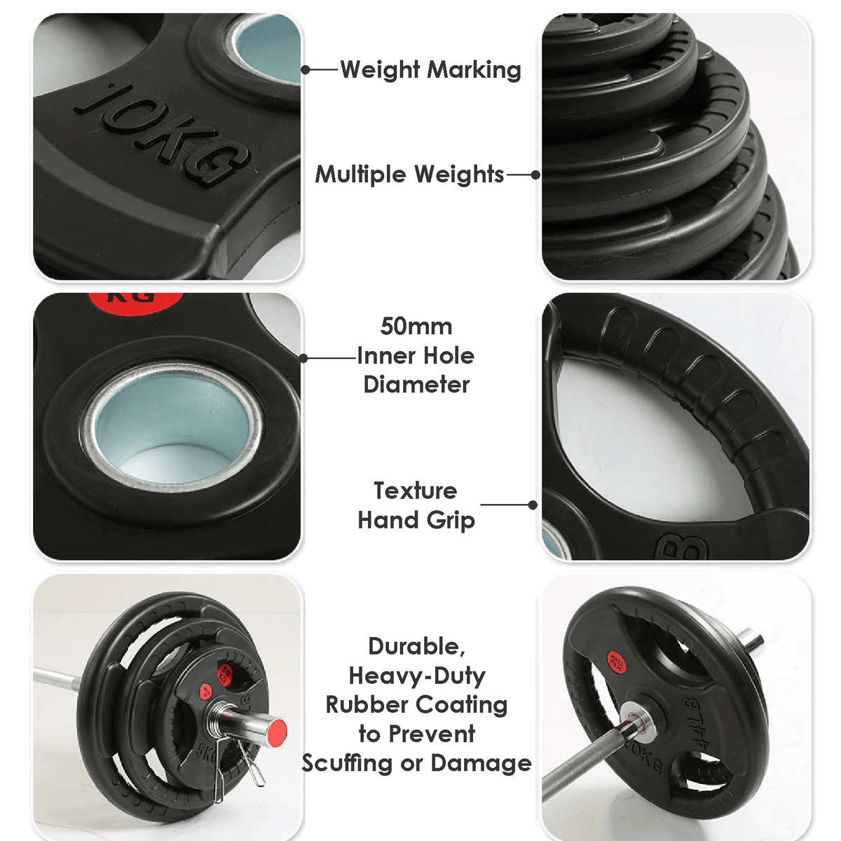 Weight Plates Set - Cast Iron 2" Hole Disc Dumbbell Olympic Barbell Weights Pair Exercise & Fitness - Tophatter Daily Deals