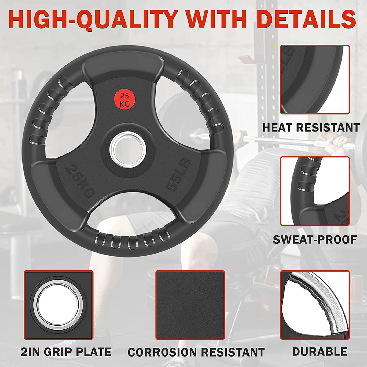 Weight Plates Set - Cast Iron 2" Hole Disc Dumbbell Olympic Barbell Weights Pair 25x2=50 Exercise & Fitness - Tophatter Daily Deals