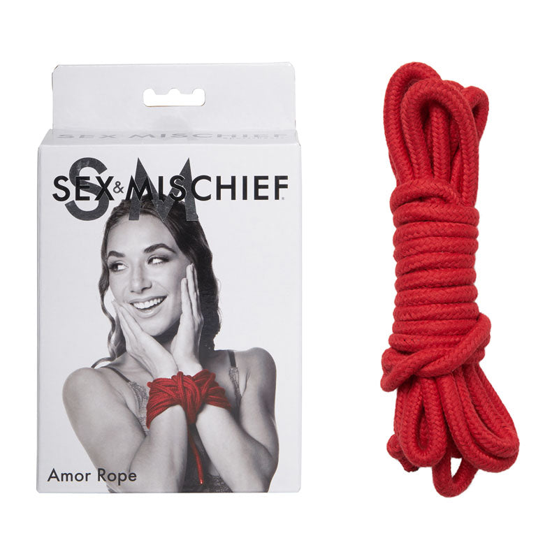 Sex & Mischief Amor Rope 9 Metres Red Cotton Restraint > Bondage Gear > Rope - Tophatter Daily Deals