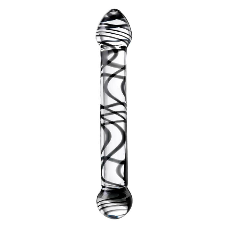 Sexus Glass Dildo Duo Black Swirl 20.5cm Intimate Pleasure Toy > Glass > Dildos - Tophatter Daily Deals