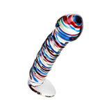 Sexus Glass Dildo Stripes with Base Blue and Red 16cm > Glass > Dildos - Tophatter Daily Deals