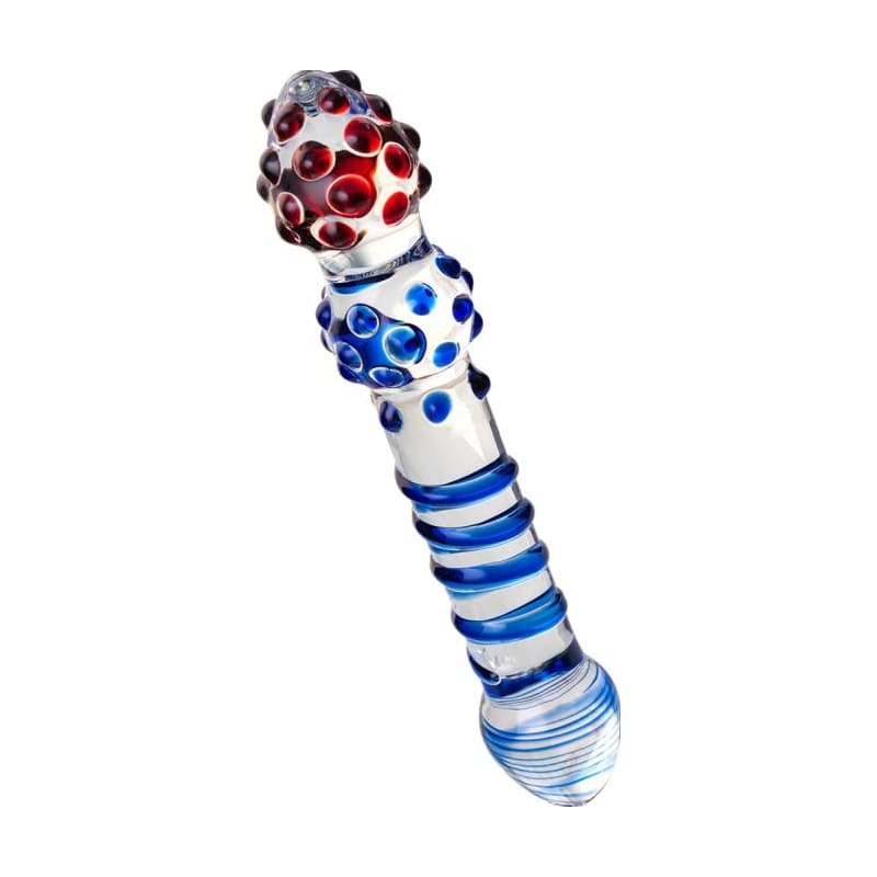 Sexus Glass Dildo in Blue and Red 20.5cm Elegant > Glass > Dildos - Tophatter Daily Deals