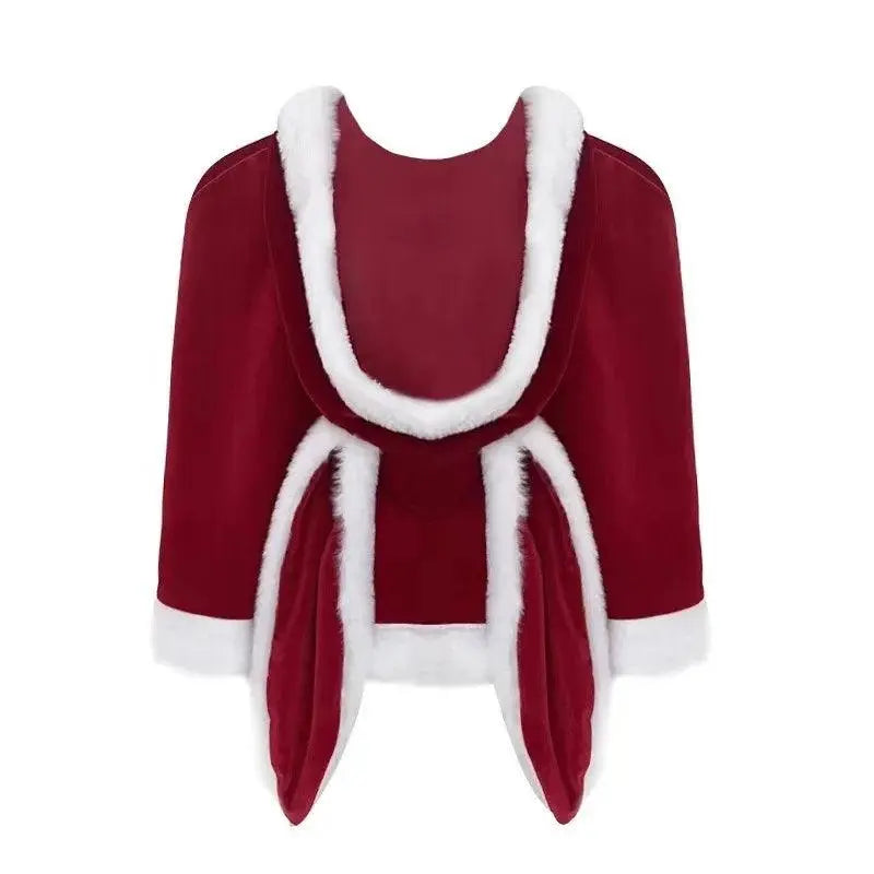 Sexy Christmas Minidress Cosplay Costumes Women Plush Cloak Sling Skirt Santa Claus Party Sweet Cute Adults Clothes Pink Red New only red cloak One Size - Tophatter Daily Deals