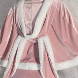 Sexy Christmas Minidress Cosplay Costumes Women Plush Cloak Sling Skirt Santa Claus Party Sweet Cute Adults Clothes Pink Red New only pink cloak One Size - Tophatter Daily Deals