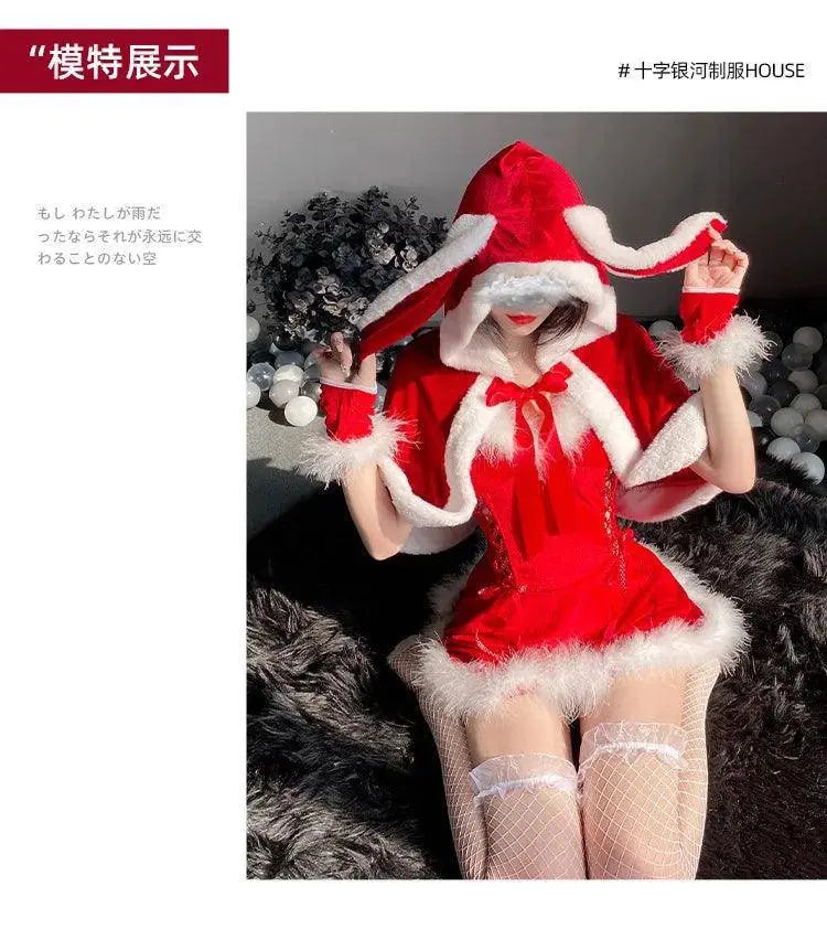 Sexy Christmas Minidress Cosplay Costumes Women Plush Cloak Sling Skirt Santa Claus Party Sweet Cute Adults Clothes Pink Red New - Tophatter Daily Deals