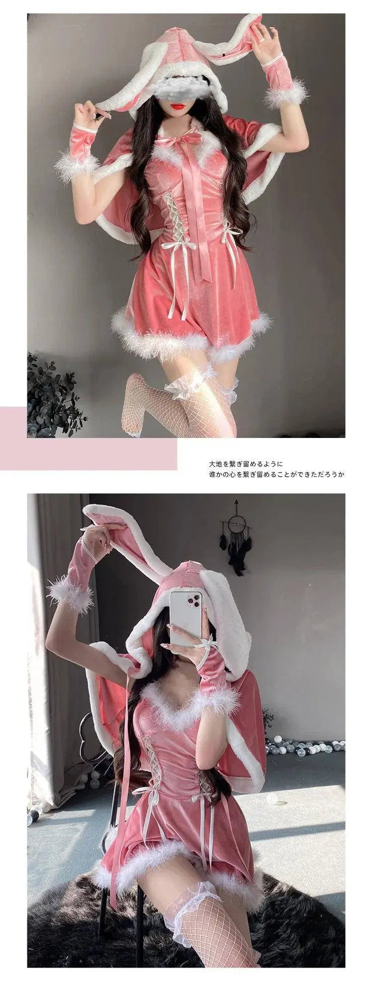 Sexy Christmas Minidress Cosplay Costumes Women Plush Cloak Sling Skirt Santa Claus Party Sweet Cute Adults Clothes Pink Red New - Tophatter Daily Deals
