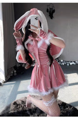 Sexy Christmas Minidress Cosplay Costumes Women Plush Cloak Sling Skirt Santa Claus Party Sweet Cute Adults Clothes Pink Red New - Tophatter Daily Deals
