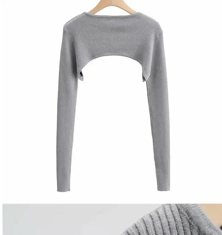 Sexy Elegant Super-Short Long Sleeve T-shirts Women's Cropped Top Ladies Solid Vintage Crop Top Spring Autumn Tees Female Blouse - Tophatter Daily Deals