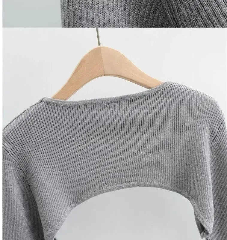 Sexy Elegant Super-Short Long Sleeve T-shirts Women's Cropped Top Ladies Solid Vintage Crop Top Spring Autumn Tees Female Blouse - Tophatter Daily Deals