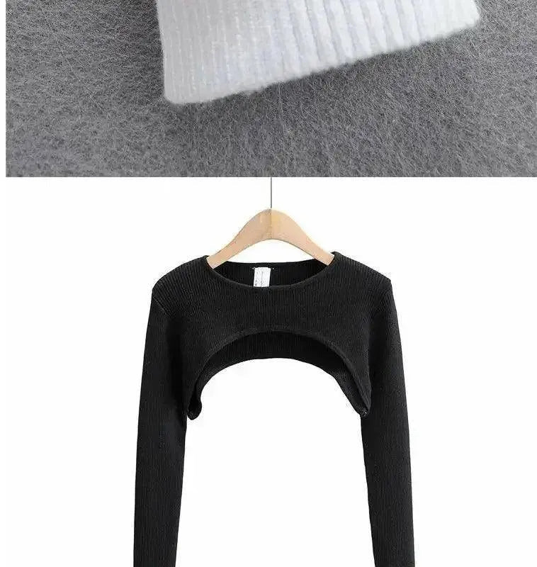 Sexy Elegant Super-Short Long Sleeve T-shirts Women's Cropped Top Ladies Solid Vintage Crop Top Spring Autumn Tees Female Blouse - Tophatter Daily Deals