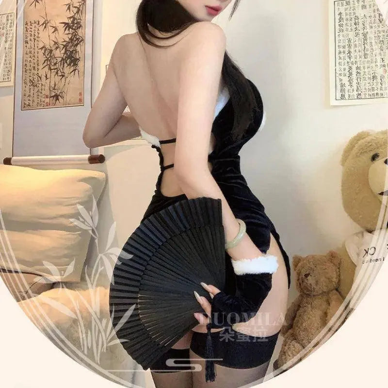 Sexy lingerie cheongsam uniform temptation sexy Christmas outfit nightclub party suit - Tophatter Daily Deals