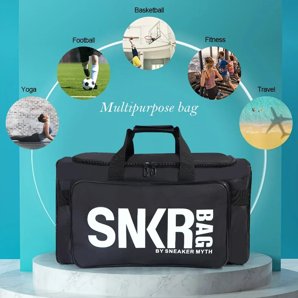 35L Sports Travel Bag with Green Interior Black Duffel Bags - Tophatter Daily Deals