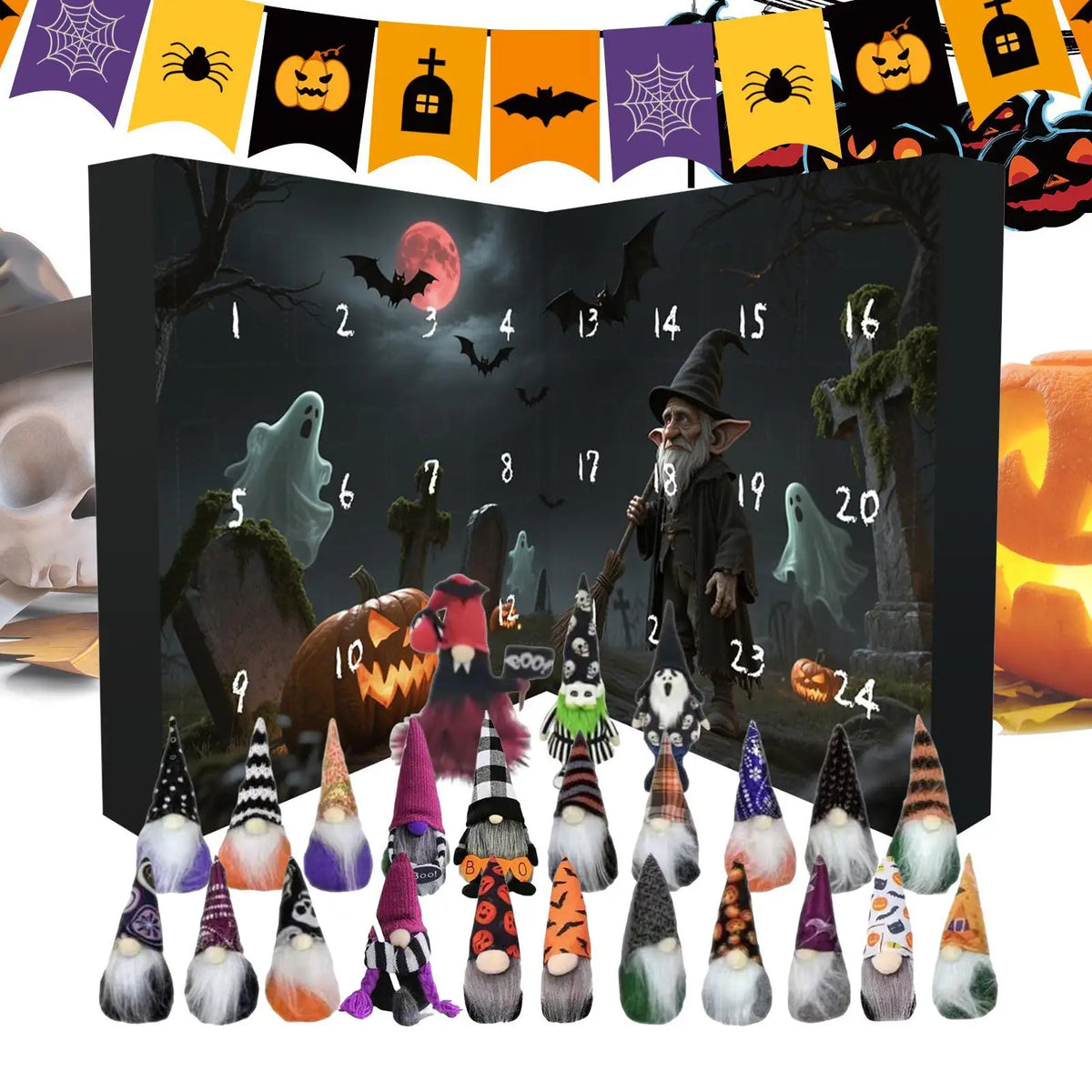 Gnome Countdown Calendar 24 Day Halloween Decor 2025 - Tophatter Daily Deals
