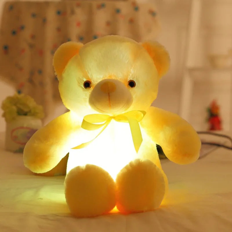 Light-Up LED Glowing Teddy Bear Stuffed Animal Plush Toy Yellow Animals - Tophatter Daily Deals