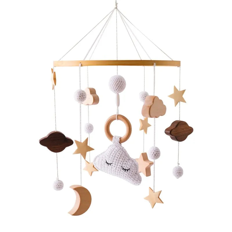 Wooden Baby Mobile With Music Box Newborn Sensory Toys cloud - Tophatter Daily Deals