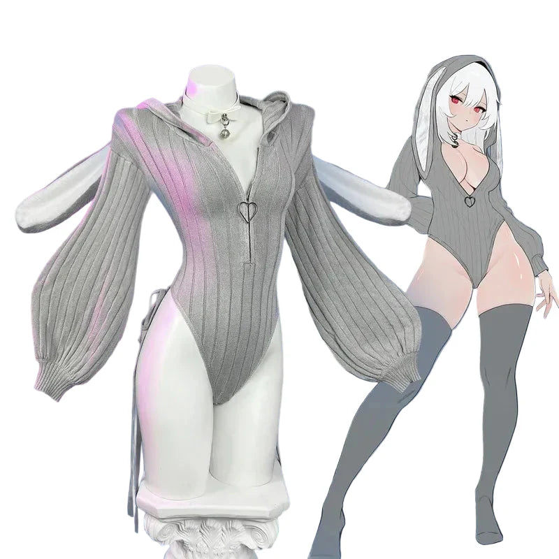 Soft Women's Knitted Bodysuit - Hooded Bunny Ears, Polyester - Tophatter Daily Deals