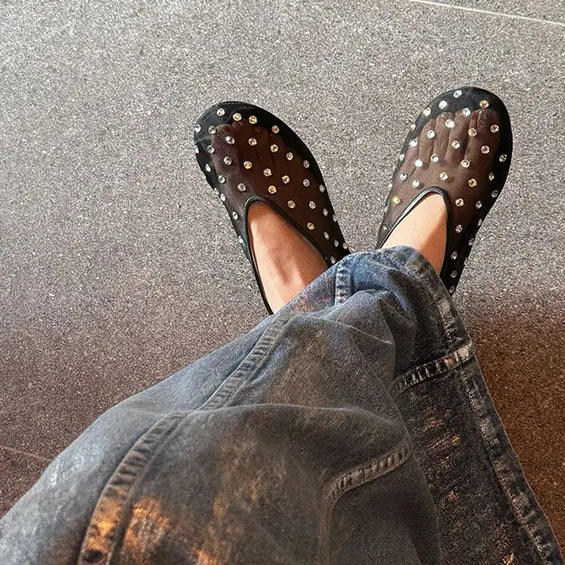 Breathable Women Ballet Flats - Mesh Crystal, Casual Walking - Tophatter Daily Deals