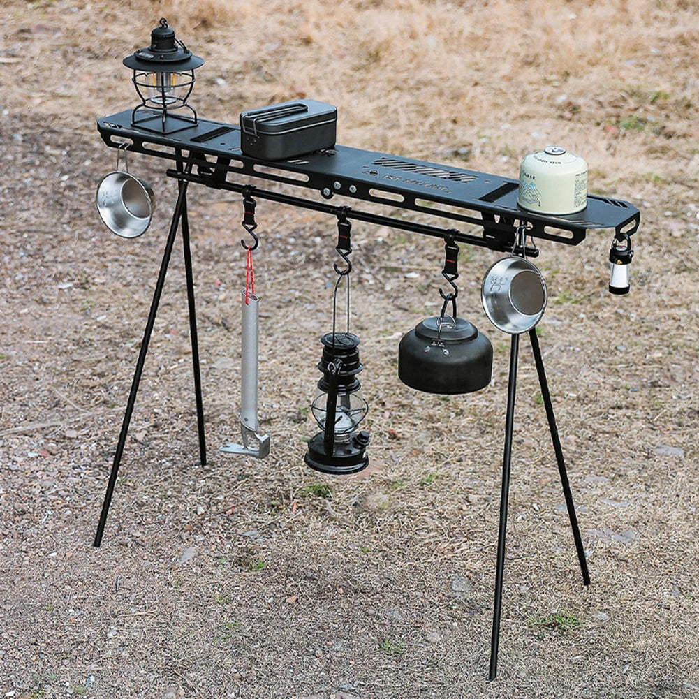 Foldable Camping Tripod Top Plate Rack Black Camp Furniture - Tophatter Daily Deals