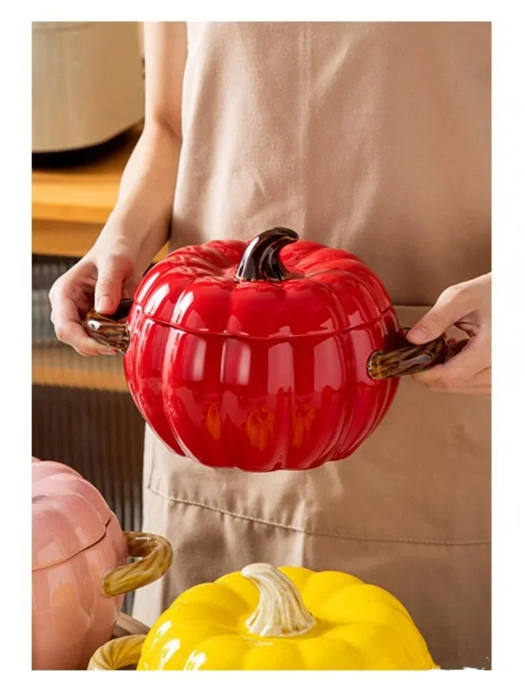 Pumpkin Soup Pot 1.4L Ceramic Bowl With Lid Halloween - Tophatter Daily Deals