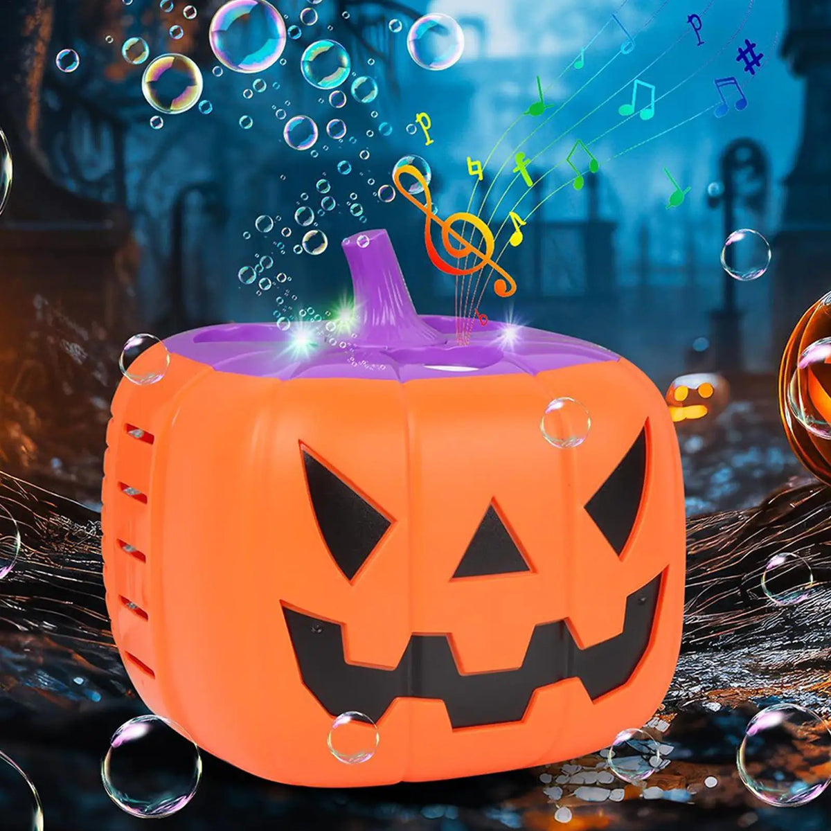 Pumpkin Bubble Machine Halloween 2025 With Lights Sound - Tophatter Daily Deals