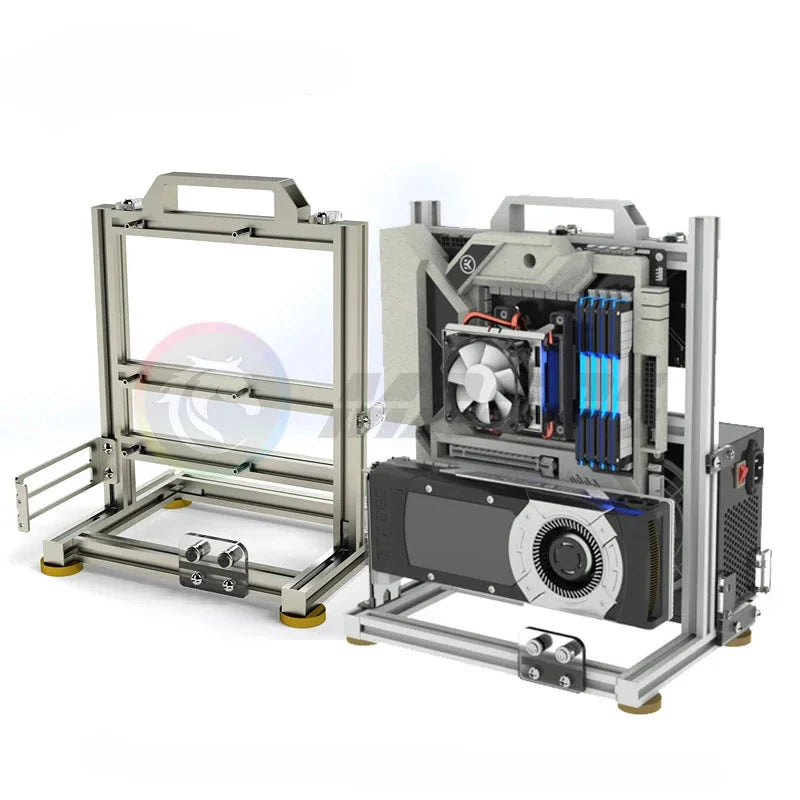 Open Frame PC Case Modular ATX MATX ITX Aluminum Rack - Tophatter Daily Deals