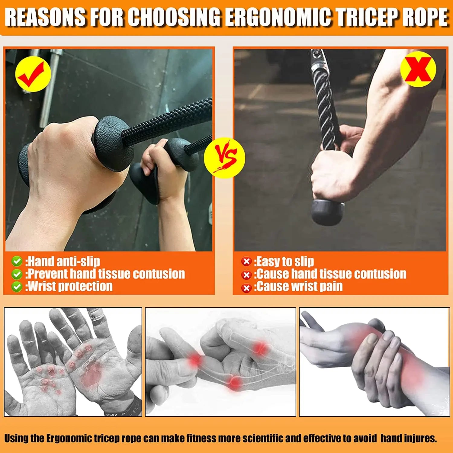 Rope Pulldown Attachment Cable Handle Black Fitness - Tophatter Daily Deals